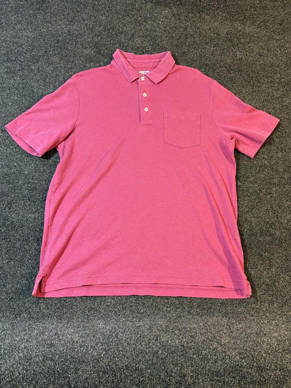 Lands' End Polo Shirt Mens LT Tall Pink Pocket Traditional Fit Short Sleeve